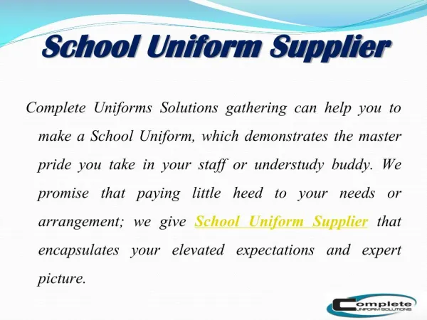 Leading Uniform Supplier and Manufacturer Company