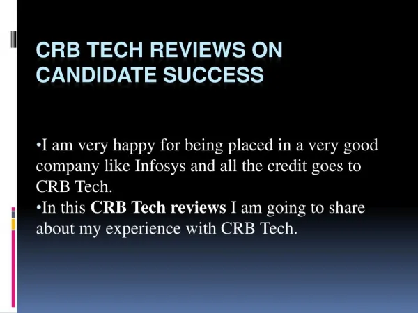 Reviews by CRB TECH On Candidates Success
