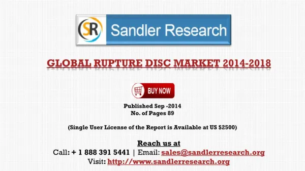 Global Rupture Disc Market Scenario & Growth Prospects 2018