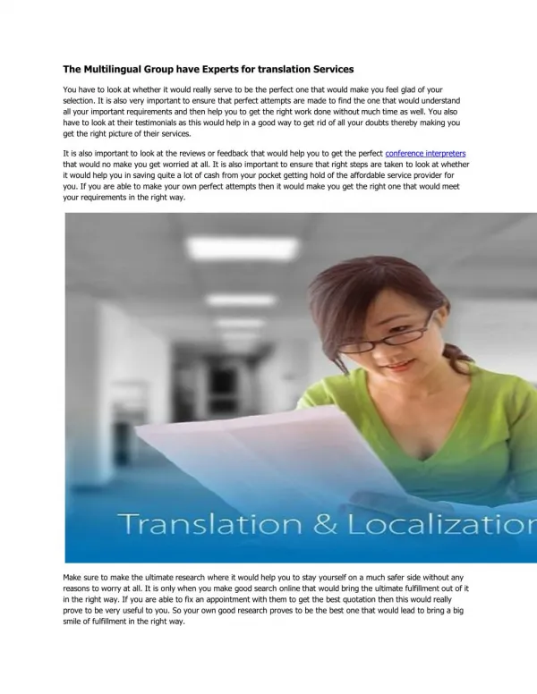 The Multilingual Group have Experts for Website translation