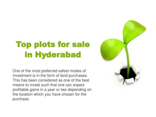 Top plots for sale in Hyderabad