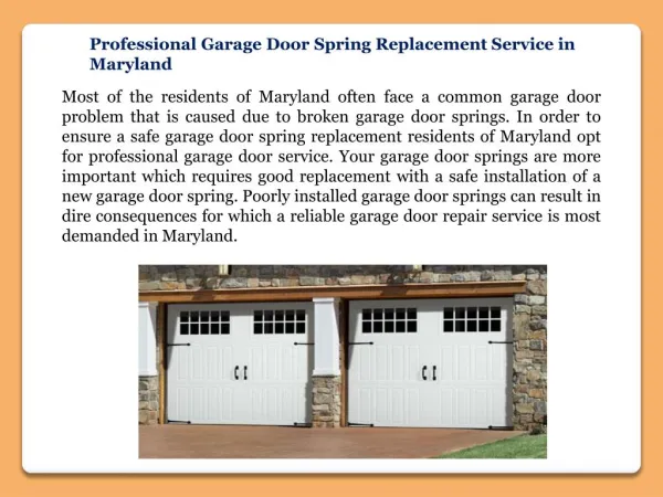 Professional Garage Door Spring Replacement Service