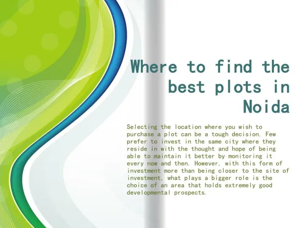 Where to find the best plots in Noida