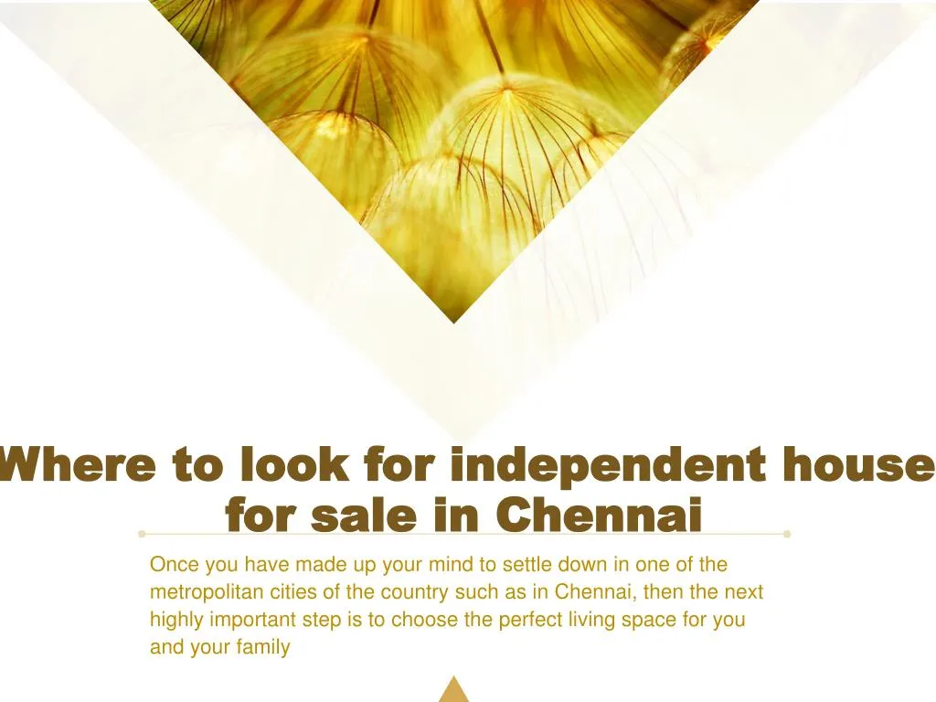 where to look for independent house for sale in chennai