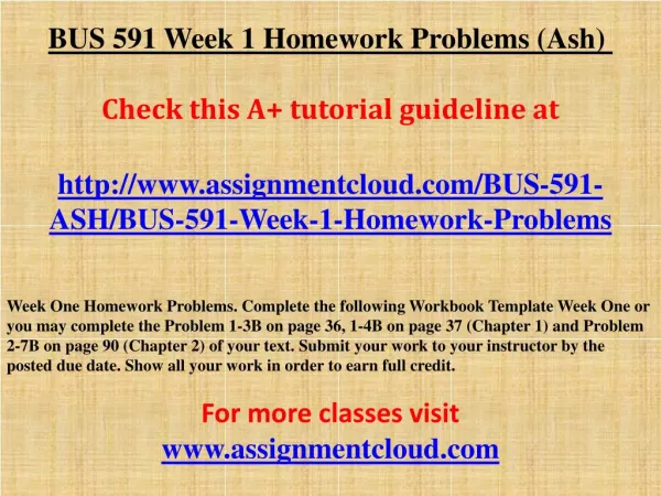 BUS 591 Week 1 Homework Problems (Ash)