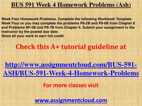 BUS 591 Week 4 Homework Problems (Ash)