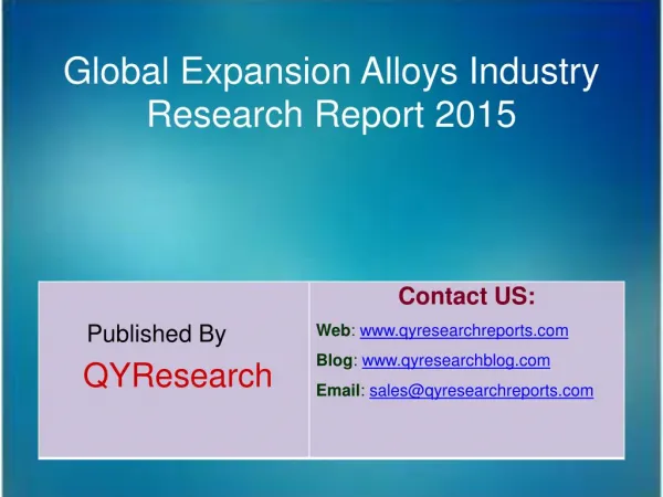 Global Expansion Alloys Industry 2015 Market Size Share Surv