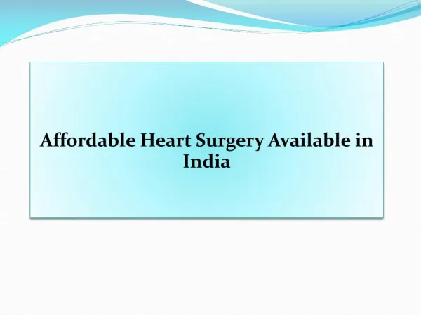 Affordable Heart Surgery in India