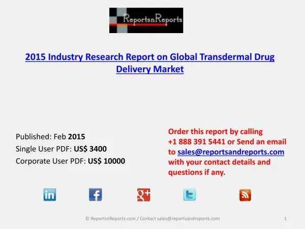 In-Depth Analysis of Global Transdermal Drug Delivery Market