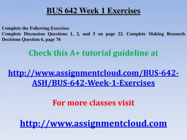 BUS 642 Week 1 Exercises
