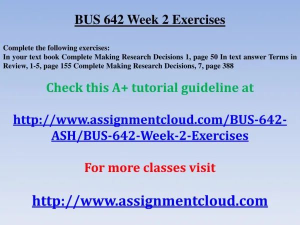 BUS 642 Week 2 Exercises