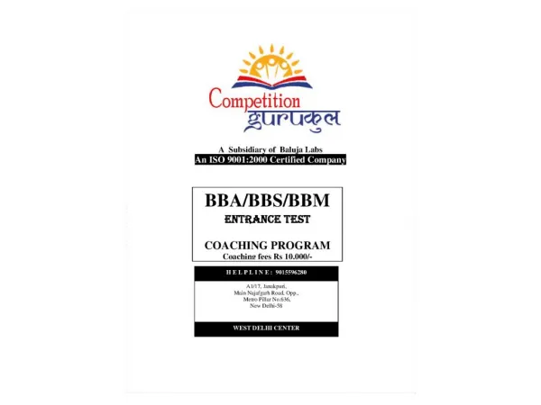 Bba bbm bbs coaching institute in janakpuri