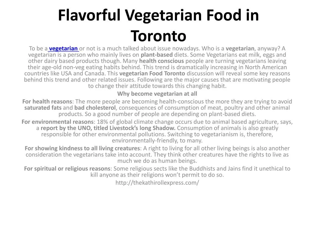 flavorful vegetarian food in toronto