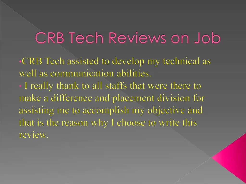 crb tech reviews on job