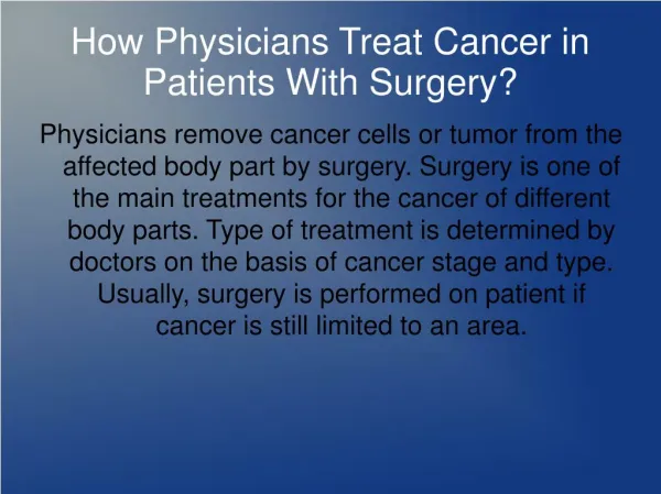 Different Types of Treatments For Cancer Patients