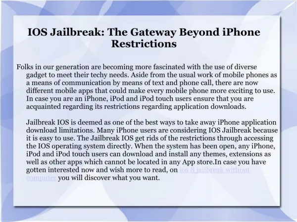 iOS 8 Jailbreak on Cellphone