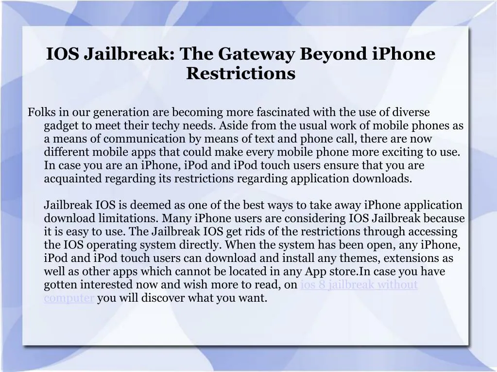 ios jailbreak the gateway beyond iphone restrictions