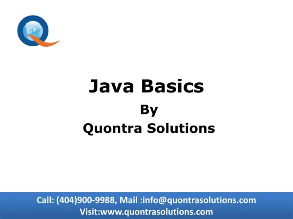 Java Baiscs Online Training by Quontra Solutions