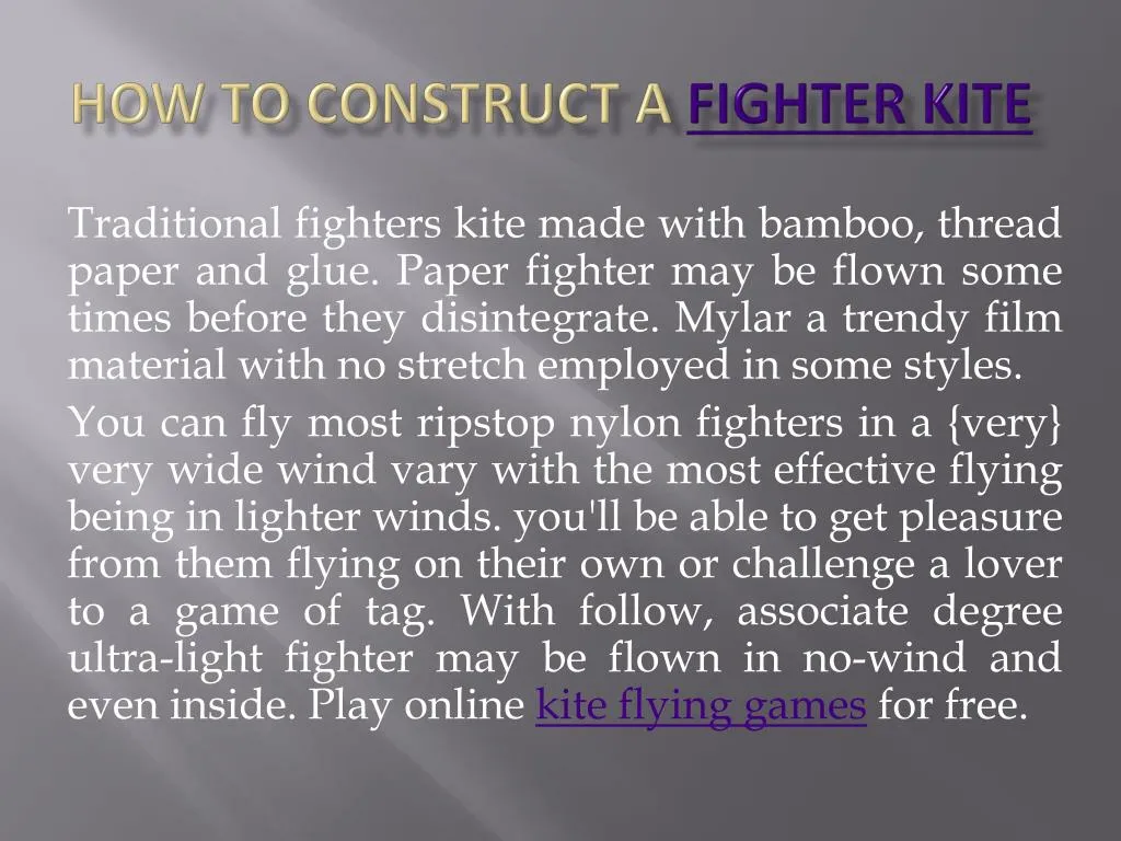 how to construct a fighter kite