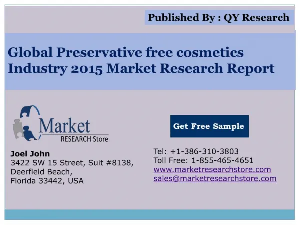 Global Preservative free cosmetics Industry 2015 Market Rese