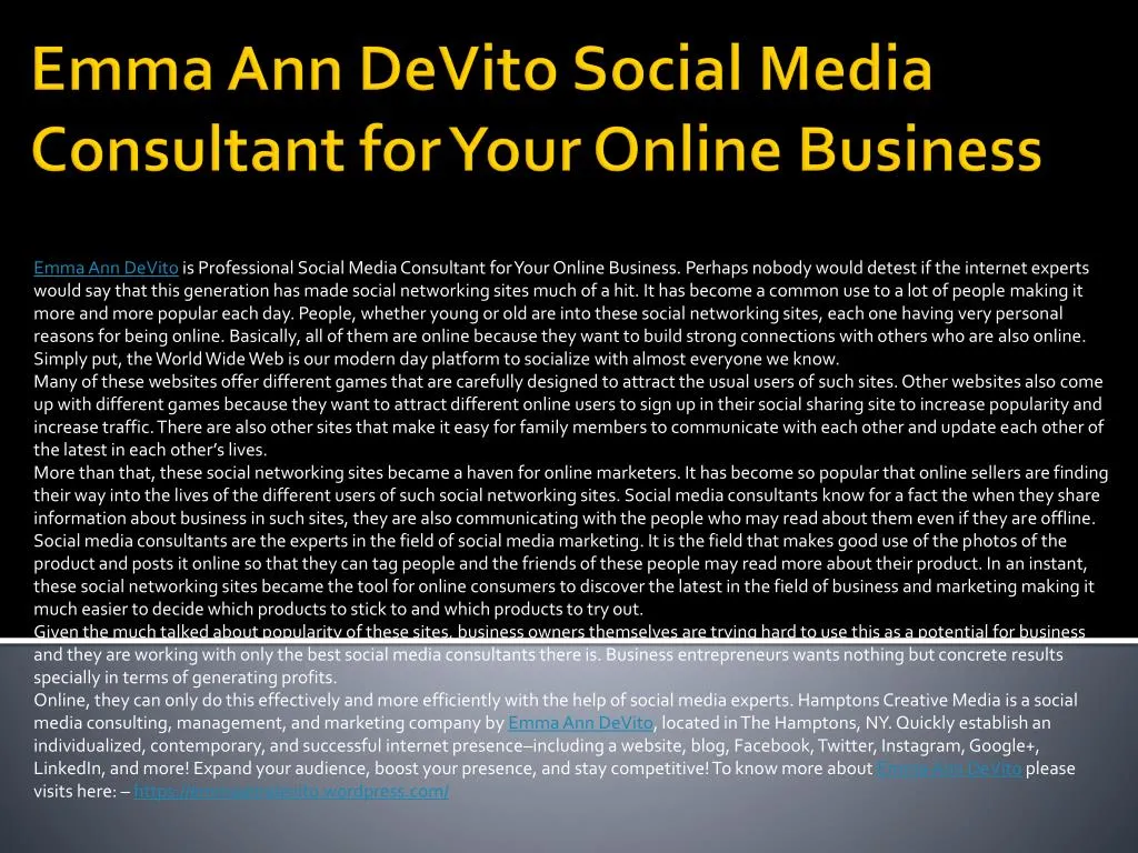 emma ann devito social media consultant for your online business