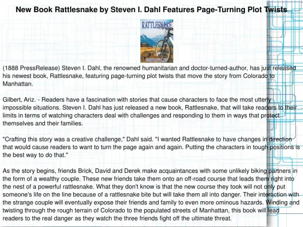New Book Rattlesnake by Steven I. Dahl Features