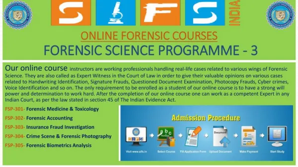 JOB ORIENTED FORENSIC SCIENCE COURSES