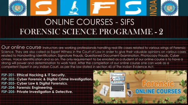 Accredited Forensic Courses online. Register Now