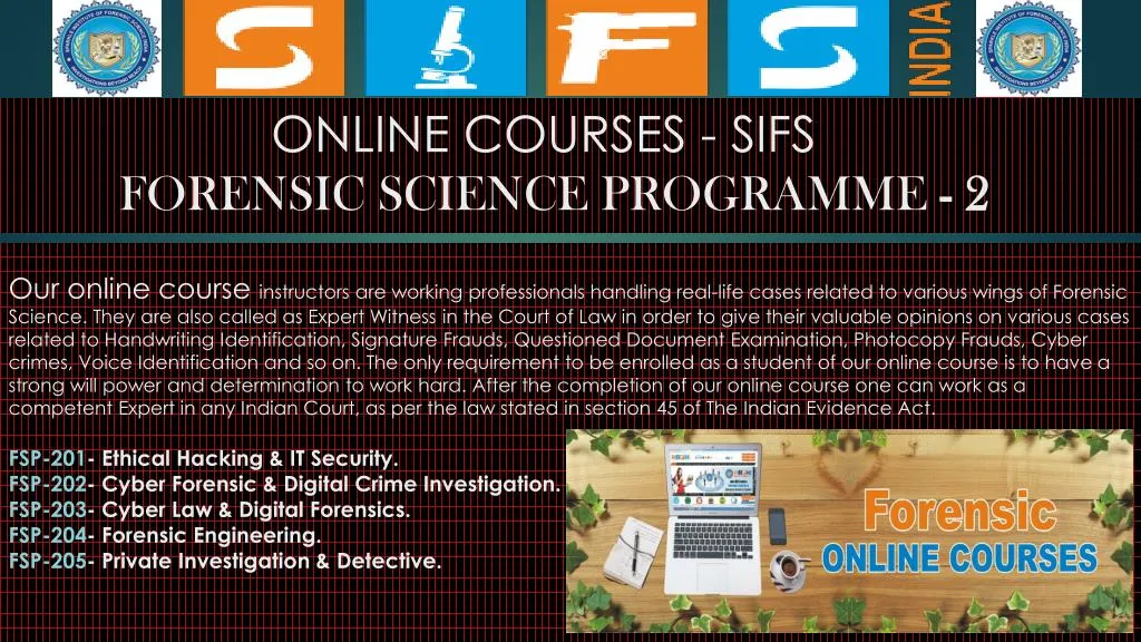 online courses sifs forensic science programme 2