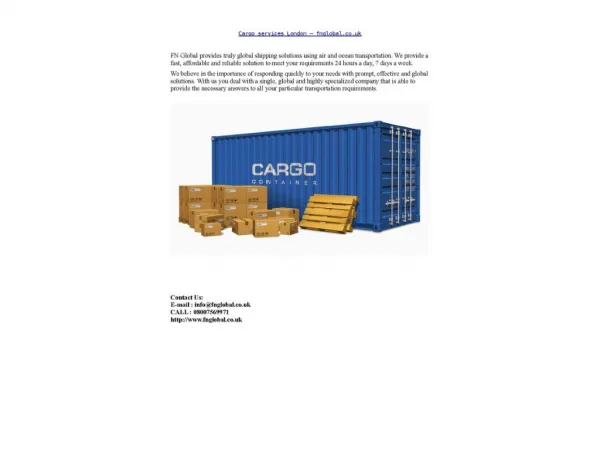 Cargo services London – fnglobal.co.uk