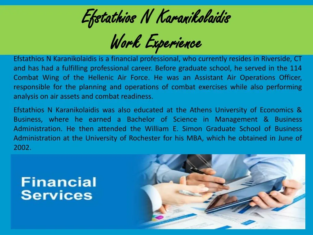 efstathios n karanikolaidis work experience