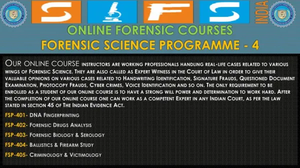 SIFS - INSTITUTE FOR FORENSIC SCIENCE AND CRIMINOLOGY