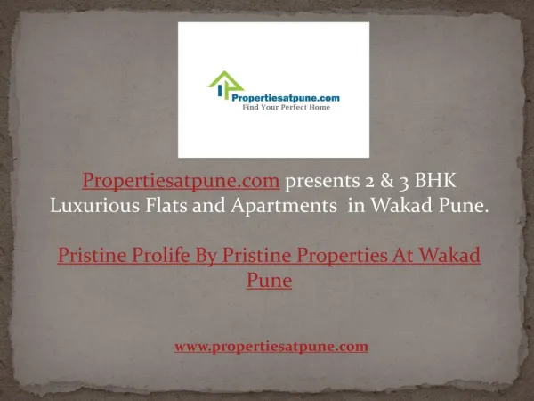 Pristine ProlifWakad Pune By Pristine Properties, 2/3bhk