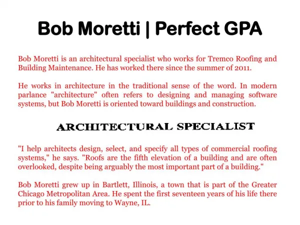 Bob Moretti | Perfect GPA