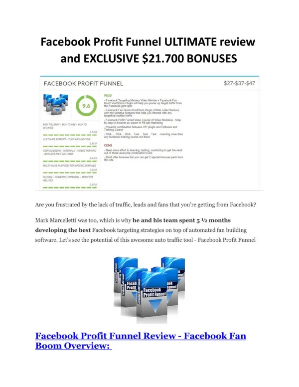 Facebook Profit Funnel detail review and special bonuses inc