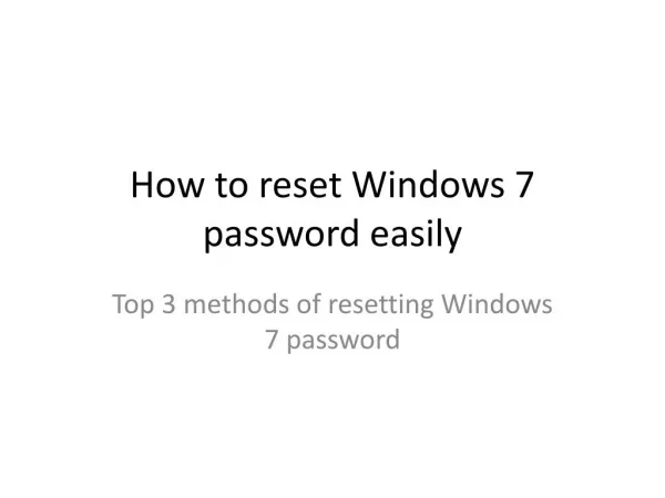 How to reset Windows 7 password easily