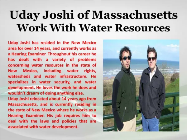 Uday Joshi of Massachusetts - Work With Water Resources