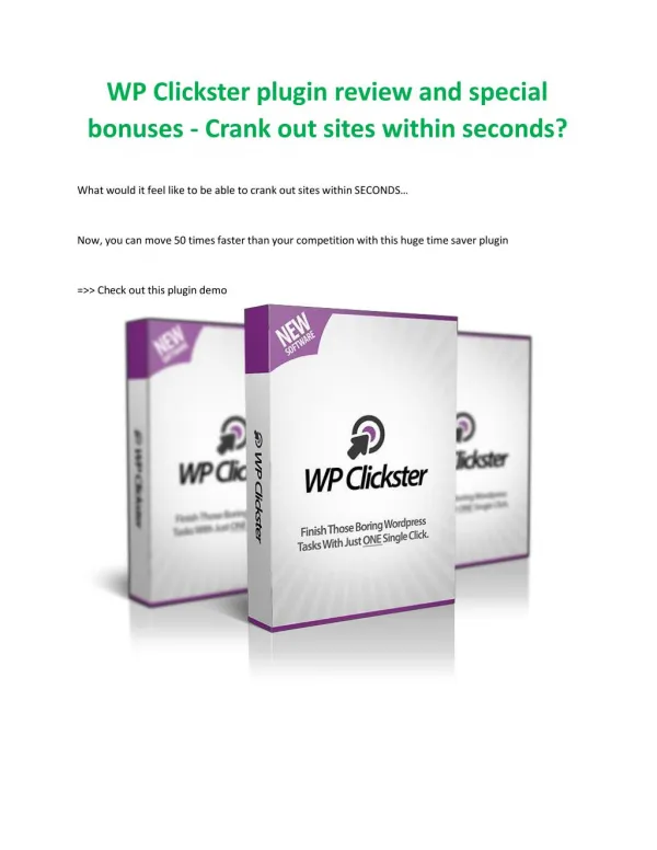 WP Clickster functions review in detail and massive bonuses