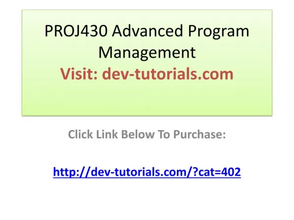 PROJ430 Advanced Program Management / Complete Course / Gra