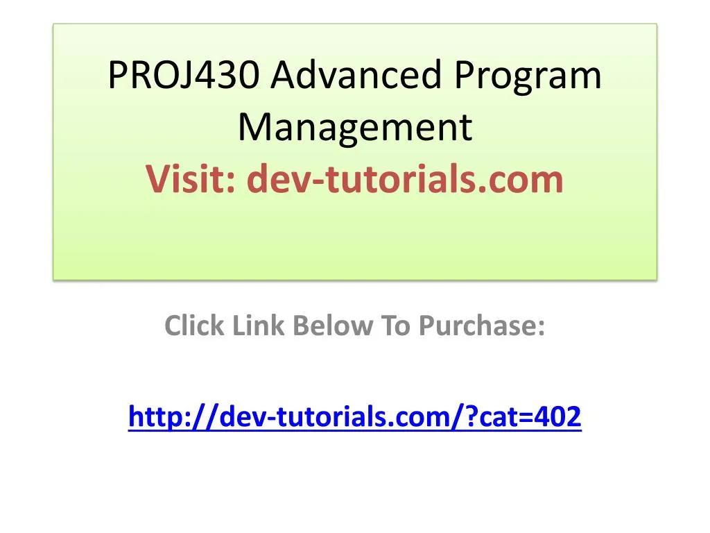 proj430 advanced program management visit dev tutorials com