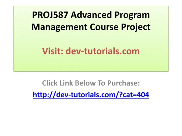 PROJ587 Advanced Program Management Course Project