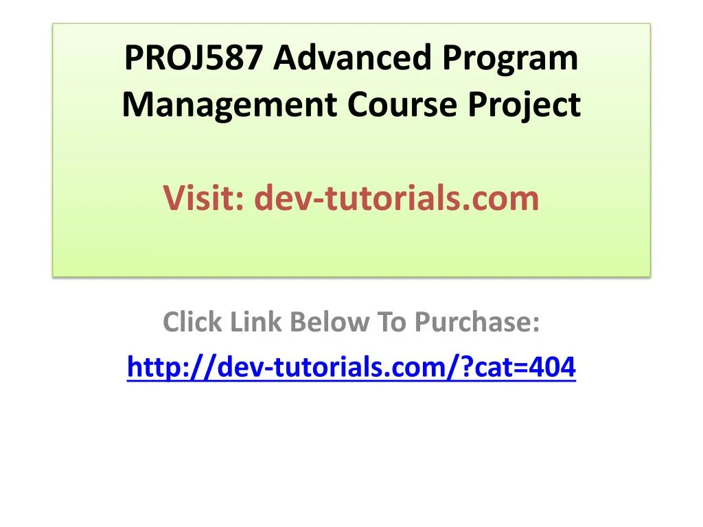 proj587 advanced program management course project visit dev tutorials com