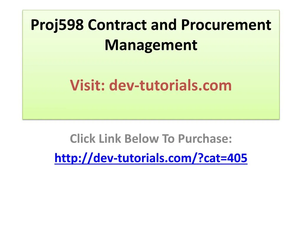 proj598 contract and procurement management visit dev tutorials com