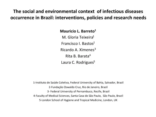 The social and environmental context of infectious diseases occurrence in Brazil: interventions, policies and research