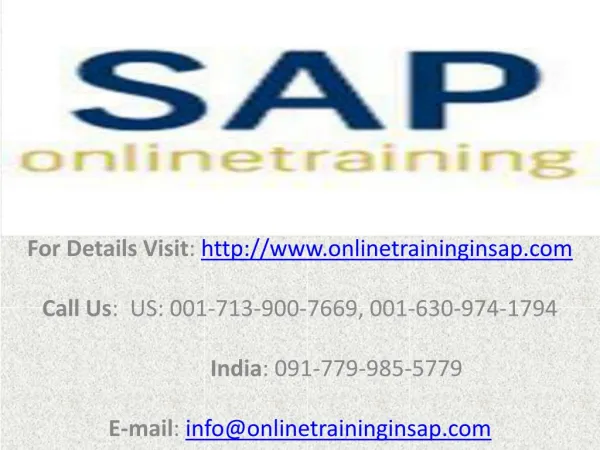 SAP SRM Online Training and Job Assistance