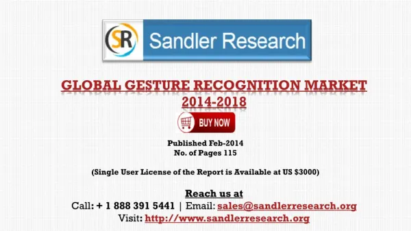 World Gesture Recognition Market 2018 Analysis & Forecasts R