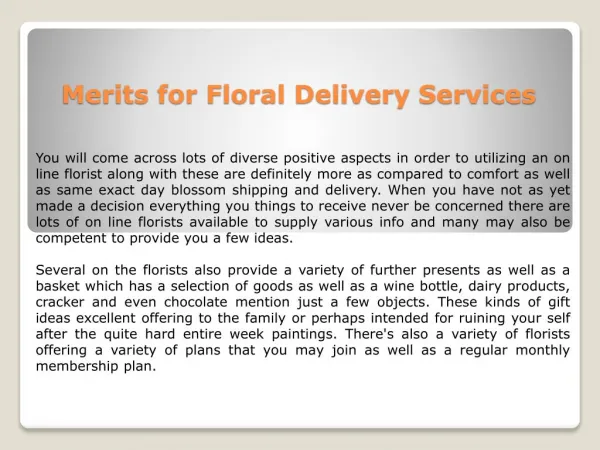Merits for Floral Delivery Services