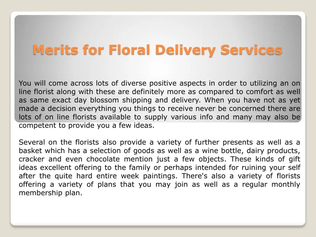 merits for floral delivery services