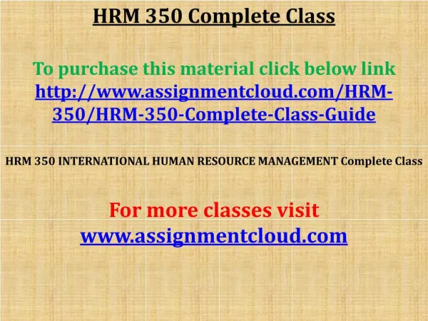 HRM 350 Complete Class