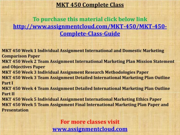 MKT 450 Complete Class